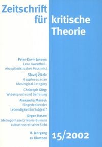 Produktbild: Zeitschrift f&uuml;r kritische Theorie / Zeitschrift f&uuml;r kritische Theorie, Heft 15 (2002)