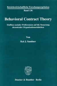 Bild vom Artikel Behavioral Contract Theory. vom Autor Kai J. Sandner