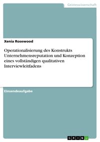 'Operationalisierung Des Konstrukts Unternehmensreputation Und ...