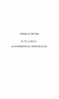 Produktbild: Poesie et mythe : je, tu, il/elle aux horizons du merveillleux
