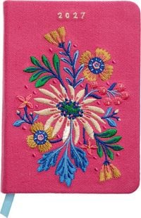 Produktbild: Taschenkalender A6 2027: Bl&uuml;tenmotiv, bestickt, pink