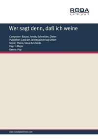 Produktbild: Wer sagt denn, da&szlig; ich weine