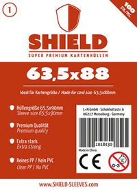 Produktbild: Shield 1 - 100 Super Premium Kartenh&uuml;llen f&uuml;r Kartengr&ouml;&szlig;e 63,5 x 88 mm