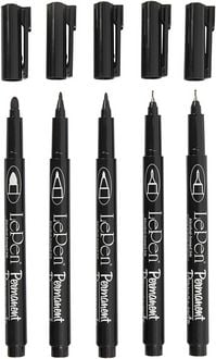 Produktbild: Creativ Company Permanent Marker, Strichst&auml;rke , 2x0,6+2x0,8+1,3 mm, Schwarz, 5 Stk