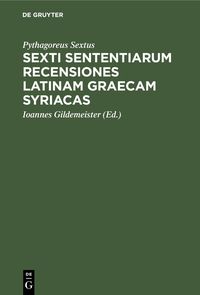 Produktbild: Sexti sententiarum recensiones latinam graecam syriacas