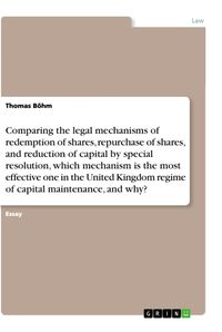 Bild vom Artikel Comparing the legal mechanisms of redemption of shares, repurchase of shares, and reduction of capital by special resolution, which mechanism is the m vom Autor Thomas Böhm