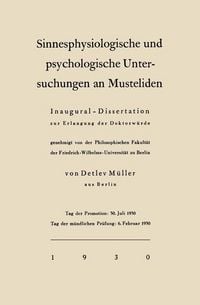 Produktbild: Sinnesphysiologische und psychologische Untersuchungen an Musteliden