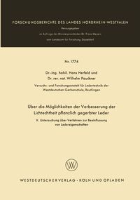 Produktbild: &Uuml;ber die M&ouml;glichkeiten der Verbesserung der Lichtechtheit pflanzlich gegerbter Leder