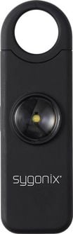 Produktbild: Sygonix Taschenalarm Schwarz mit LED 130 dB SY-7187514