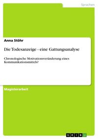 Produktbild: Die Todesanzeige - eine Gattungsanalyse