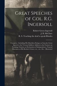 Produktbild: Great Speeches of Col. R.G. Ingersoll: Complete; Including His Matchless Eulogy on Lincoln; Great Speech to the Veteran Soldiers; Address to the Farme