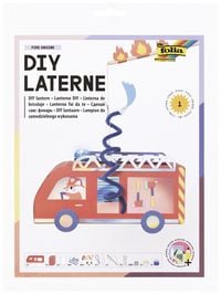 Produktbild: FOLIA Bastelartikel DIY Laterne Fuererwehr Auto (FIRE ENGINE) inkl. 1 LED-Licht, 1 LED Blaulicht und Batterien