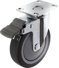 Produktbild: TOOLCRAFT TO-5137920 Lenkrolle mit Feststellbremse und Anschraubplatte 100 mm TPR Tragf&auml;higkeit (max.): 65 kg