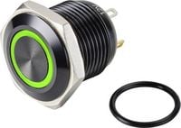 Produktbild: TRU COMPONENTS TC-9428168 GQ16F-10E/J/G/12V/A Drucktaster 48 V/DC 2 A 1 x Aus/(Ein) tastend Gr&uuml;n IP65 1 St.