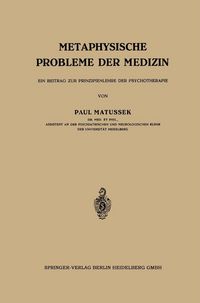 Produktbild: Metaphysische Probleme der Medizin