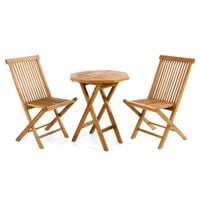 Produktbild: 3-tlg. Sitzgruppe Garten Tisch Stuhl Holz Teak