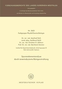 Produktbild: Spurenelementanalyse durch ioneninduzierte R&ouml;ntgenstrahlung