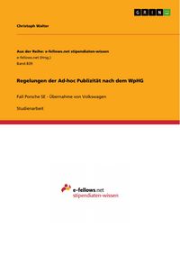 Produktbild: Regelungen der Ad-hoc Publizit&auml;t nach dem WpHG
