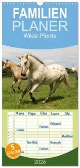Produktbild: Familienplaner 2026 - Wilde Pferde mit 5 Spalten (Wandkalender, 21 x 45 cm) CALVENDO