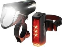 Produktbild: FISCHER FAHRRAD Fahrradbeleuchtung Set PLUS 110 + TWIN STOP LED Schwarz