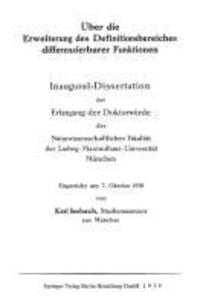 Produktbild: &Uuml;ber die Erweiterung des Definitionsbereiches differenzierbarer Funktionen