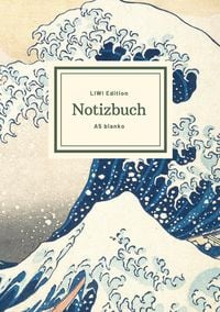 Produktbild: Notizbuch sch&ouml;n gestaltet mit Leseband - A5 Hardcover blanko - Hokusai "Die gro&szlig;e Welle vor Kanagawa" - 100 Seiten 90g/m