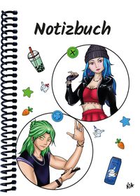 Produktbild: A 5 Notizbuch Manga Quinn und Enora, weiß, blanko