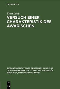 Produktbild: Versuch einer Charakteristik des Awarischen