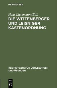 Produktbild: Die Wittenberger und Leisniger Kastenordnung