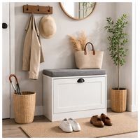 Produktbild: HTI-Living Schuhschrank Thekla 1 Klappe 60 cm Wei&szlig; mit Sitzkissen