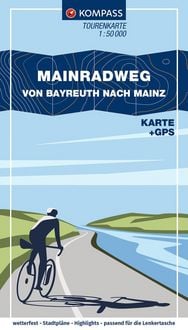 Produktbild: KOMPASS Fahrrad-Tourenkarte Main-Radweg, Von Bayreuth nach Mainz 1:50.000