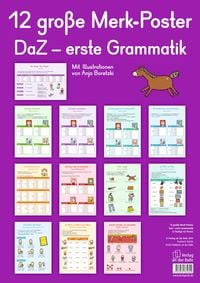 Produktbild: 12 gro&szlig;e Merk-Poster DaZ &ndash; erste Grammatik