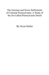 Produktbild: German and Swiss Settlements of Colonial Pennsylvania