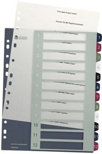 Produktbild: Leitz 1238 Style Register DIN A4 1-12 Polypropylen Mehrfarbig 12 Registerbl&auml;tter extrabreit, PC-beschriftbar 1238-00-00