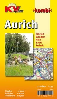 Produktbild: Aurich, KVplan, Radkarte/Freizeitkarte/Stadtplan, 1:25.000 / 1:15.000 / 1:5.000