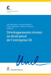 Produktbild: Développements récents en droit pénal de l'entreprise III