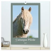Produktbild: Camargue Pferde - wei&szlig;e M&auml;hnen (hochwertiger Premium Wandkalender 2027 DIN A2 hoch), Kunstdruck in Hochglanz