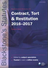Produktbild: Blackstone's Statutes on Contract, Tort & Restitution 2016-2