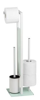 Produktbild: Stand WC-Garnitur Mod. Rivalta Wei&szlig;, integrierter Toilettenpapierhalter und WC-B&uuml;rstenhalter