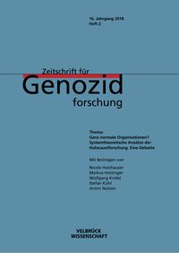 Produktbild: Zeitschrift f&uuml;r Genozidforschung. 16. Jg. 2018, Heft 2