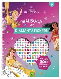 Produktbild: Disney Prinzessin Malbuch mit Diamantstickern | Malspa&szlig; mit &uuml;ber 500 funkelnden Glitzersteinen