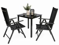 Produktbild: 3 tlg Alu Glas Gartenset Tisch Sitzgruppe 80SW