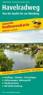 Produktbild: Publicpress Leporello Radtourenkarte Havelradweg, Von der Quelle bis zur M&uuml;ndung 1:60.000