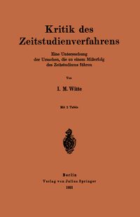Produktbild: Kritik des Zeitstudienverfahrens