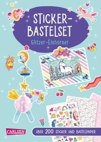 Produktbild: Bastelset f&uuml;r Kinder: Sticker-Bastelset: Glitzer-Einh&ouml;rner