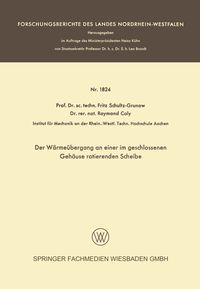 Produktbild: Der W&auml;rme&uuml;bergang an einer im geschlossenen Geh&auml;use rotierenden Scheibe