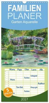 Produktbild: Familienplaner 2027 - Garten Aquarelle mit 5 Spalten (Wandkalender, 21 x 45 cm) CALVENDO