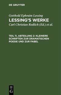 Produktbild: Kleinere Schriften zur dramatischen Poesie und zur Fabel