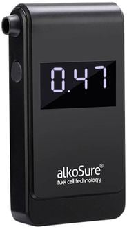 Produktbild: alkoSure Alkoholtester Schwarz (matt) 0.00 bis 4.00 &permil; inkl. Display, Verschiedene Einheiten anzeigbar