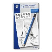 Produktbild: STAEDTLER Mars Lumograph 100 Zeichenbleistift, Metalletui mit 12 Bleistiften in sortierten Härtegraden, 100 G12 S